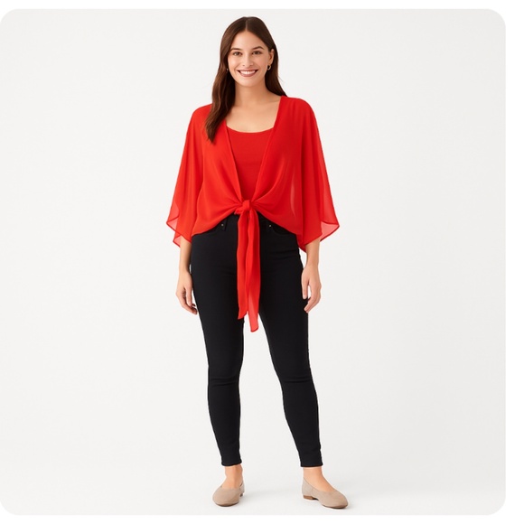 FOREVER 21 3-Piece Set 2 Tops & Pants Tomato Red & Black Size Medium/27 - Picture 1 of 13